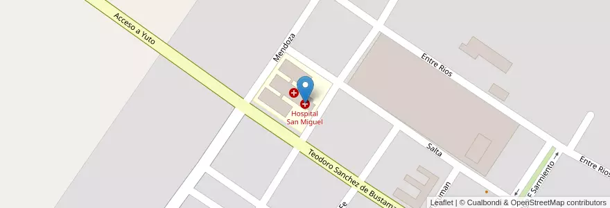 Mapa de ubicacion de Hospital San Miguel en アルゼンチン, フフイ州, Departamento Ledesma, Municipio De Yuto.