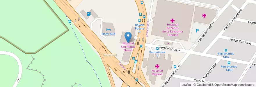 Mapa de ubicacion de Hospital San Roque Nuevo en Argentina, Córdova, Departamento Capital, Pedanía Capital, Córdoba, Municipio De Córdoba.