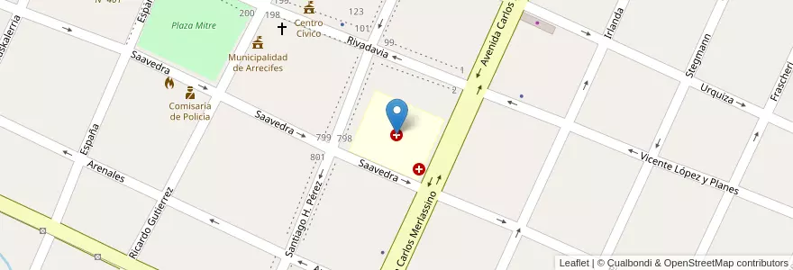 Mapa de ubicacion de Hospital Santa Francisca en Argentinië, Buenos Aires, Partido De Arrecifes.