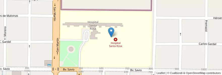 Mapa de ubicacion de Hospital Santa Rosa en Argentinië, Entre Ríos, Departamento Villaguay, Distrito Lucas Al Sud, Villaguay.