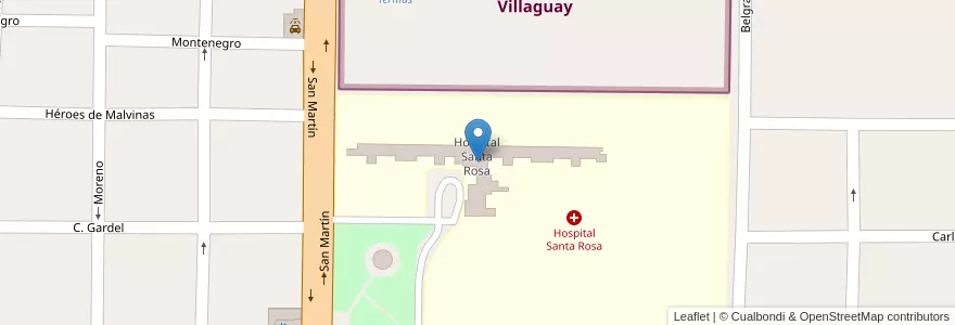 Mapa de ubicacion de Hospital Santa Rosa en Argentina, Entre Ríos, Departamento Villaguay, Distrito Lucas Al Sud, Villaguay.