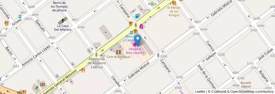 Mapa de ubicacion de Hospital Sirio Libanés, Villa Devoto en 阿根廷, Ciudad Autónoma De Buenos Aires, 布宜诺斯艾利斯, Comuna 11.