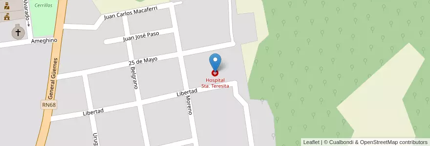 Mapa de ubicacion de Hospital Sta. Teresita en Arjantin, Salta, San José De Los Cerrillos, Municipio De Cerrillos, San José De Los Cerrillos.