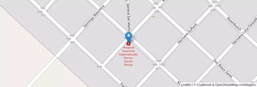 Mapa de ubicacion de Hospital Subzonal Especializado Doctor Dardo Rocha en 아르헨티나, 부에노스아이레스주, Partido De Cañuelas, Uribelarrea.