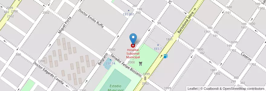 Mapa de ubicacion de Hospital Subzonal Municipal en アルゼンチン, ブエノスアイレス州, Partido De San Pedro, San Pedro.