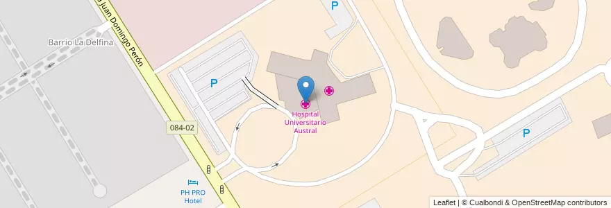 Mapa de ubicacion de Hospital Universitario Austral en Argentinien, Provinz Buenos Aires, Partido Del Pilar, Presidente Derqui.