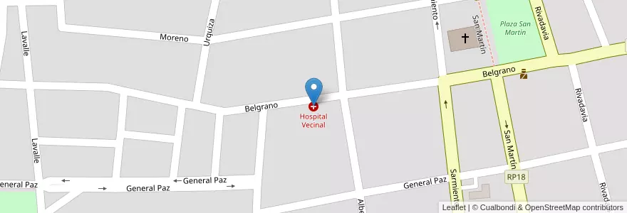 Mapa de ubicacion de Hospital Vecinal en Argentinië, Córdoba, Departamento Sobremonte, Municipio De San Francisco Del Chañar, Pedanía San Francisco, San Francisco Del Chañar.