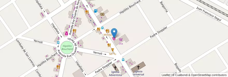 Mapa de ubicacion de Hospital Veterinario Grand Bourg en Argentine, Province De Buenos Aires, Partido De Malvinas Argentinas, Grand Bourg.