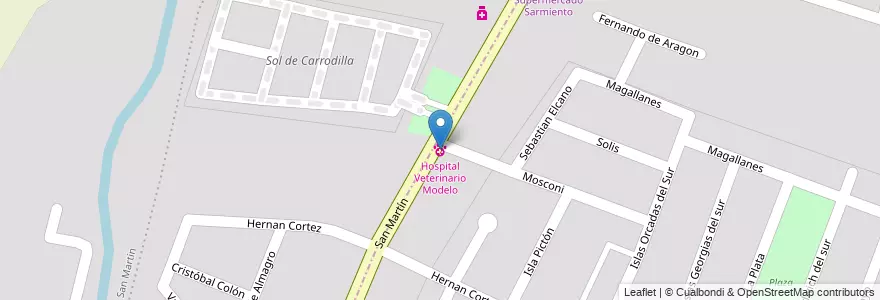 Mapa de ubicacion de Hospital Veterinario Modelo en Argentine, Chili, Mendoza, Departamento Luján De Cuyo, Luján De Cuyo, Distrito Carrodilla.