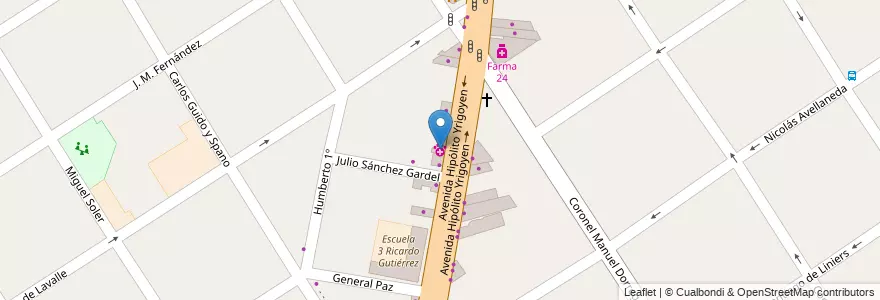Mapa de ubicacion de Hospital Veterninatio Temperley en Arjantin, Buenos Aires, Partido De Lomas De Zamora, Temperley.