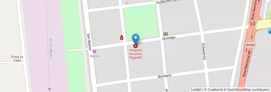 Mapa de ubicacion de Hospital Victorino Tagarelli en Argentina, Chile, Mendoza, Departamento San Carlos, Distrito Eugenio Bustos.