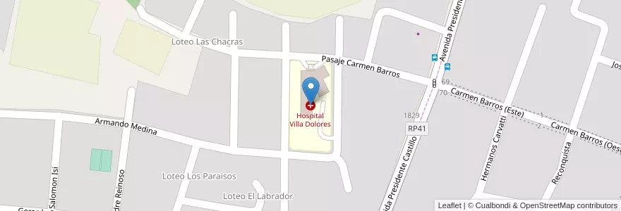 Mapa de ubicacion de Hospital Villa Dolores en الأرجنتين, Catamarca, Departamento Valle Viejo, Municipio De Valle Viejo, Santa Rosa, Villa Dolores.