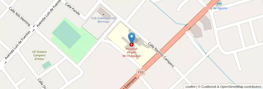 Mapa de ubicacion de Hospital Virgen de Chaguaya en Bermejo.