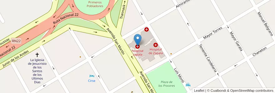Mapa de ubicacion de hospital zapala en Argentina, Chile, Wilayah Neuquén, Departamento Zapala, Zapala, Zapala.