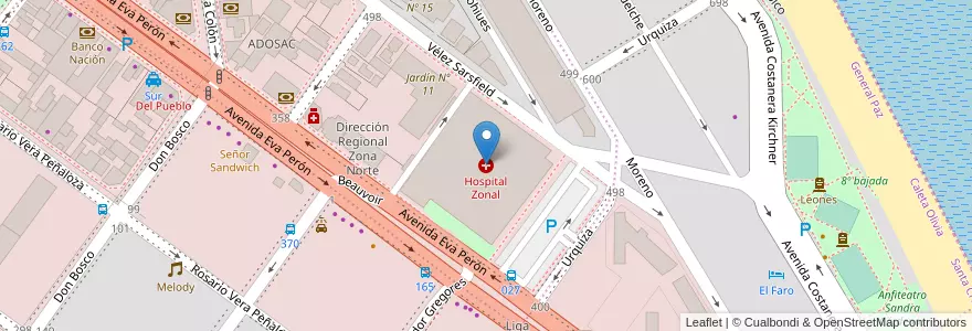 Mapa de ubicacion de Hospital Zonal en アルゼンチン, サンタクルス州, チリ, Mercado De La Ciudad, Deseado, Caleta Olivia.