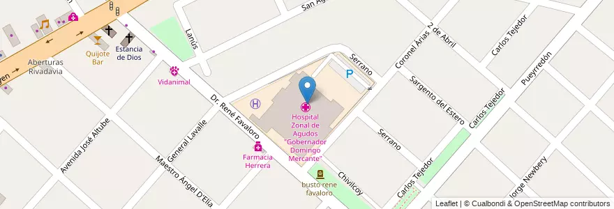 Mapa de ubicacion de Hospital Zonal de Agudos "Gobernador Domingo Mercante" en 阿根廷, 布宜诺斯艾利斯省, Partido De José C. Paz.