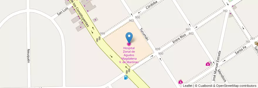 Mapa de ubicacion de Hospital Zonal de Agudos Magdalena V. de Martínez en アルゼンチン, ブエノスアイレス州, Partido De Tigre, General Pacheco.