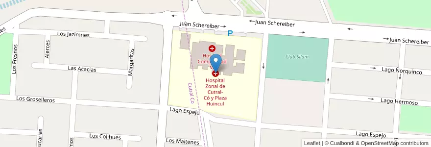 Mapa de ubicacion de Hospital Zonal de Cutral-Có y Plaza Huincul en Аргентина, Чили, Неукен, Departamento Confluencia, Municipio De Plaza Huincul.