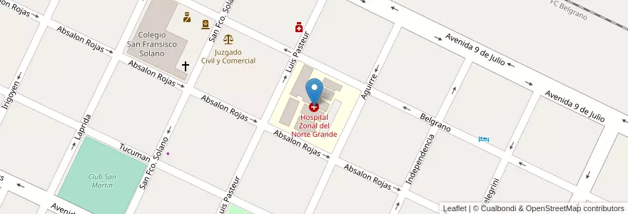 Mapa de ubicacion de Hospital Zonal del Norte Grande en アルゼンチン, サンティアゴ・デル・エステロ州, Departamento Copo.