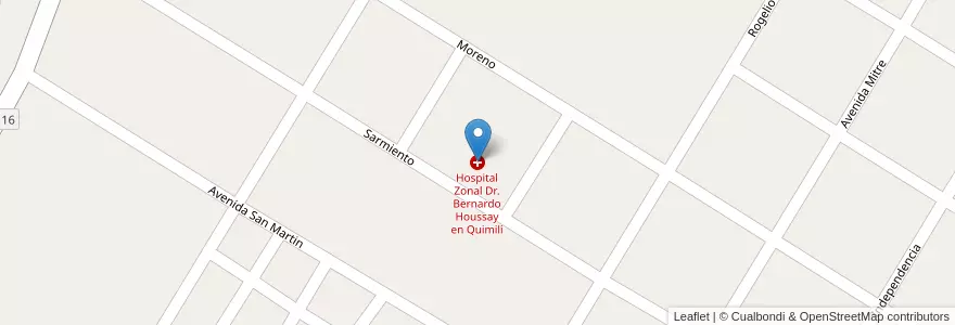 Mapa de ubicacion de Hospital Zonal Dr. Bernardo Houssay en Quimilí en アルゼンチン, サンティアゴ・デル・エステロ州, Departamento Moreno.