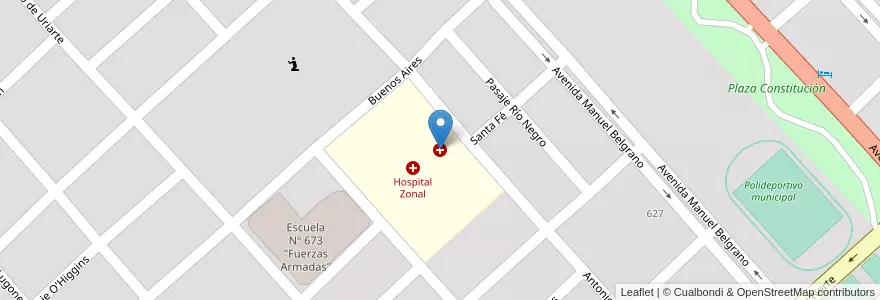 Mapa de ubicacion de Hospital Zonal Dr. Emilio Mera en Arjantin, Santiago Del Estero, Departamento Río Hondo, Termas De Río Hondo.