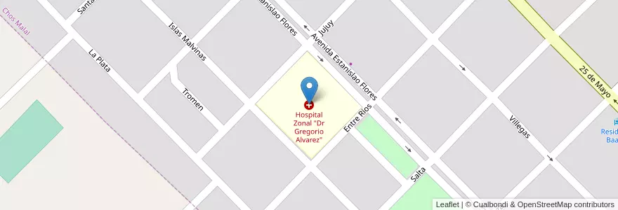 Mapa de ubicacion de Hospital Zonal "Dr Gregorio Alvarez" en Arjantin, Şili, Neuquén, Departamento Chos Malal, Chos Malal, Chos Malal.