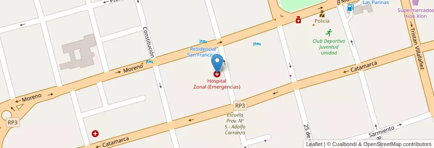 Mapa de ubicacion de Hospital Zonal (Emergencias) en 아르헨티나, Catamarca, Departamento Tinogasta, Municipio De Tinogasta, Tinogasta.