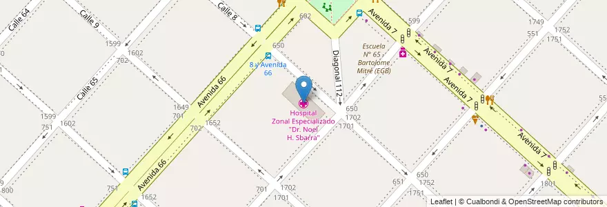 Mapa de ubicacion de Hospital Zonal Especializado "Dr. Noel H. Sbarra", Casco Urbano en 阿根廷, 布宜诺斯艾利斯省, Partido De La Plata, La Plata.