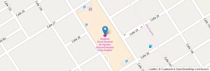 Mapa de ubicacion de Hospital Zonal General de Agudos Descentralizado "Evita Pueblo" en 아르헨티나, 부에노스아이레스주, Partido De Berazategui.