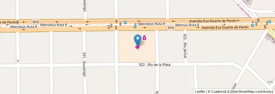 Mapa de ubicacion de Hospital Zonal General de Agudos "Dr Carlos A. Bocalandro" en アルゼンチン, ブエノスアイレス州, Partido De Tres De Febrero, Loma Hermosa.