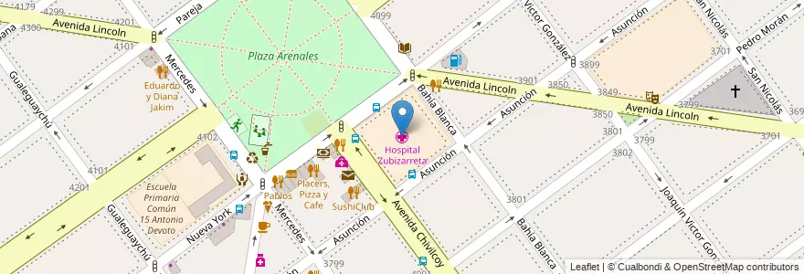 Mapa de ubicacion de Hospital Zubizarreta, Villa Devoto en Аргентина, Буэнос-Айрес, Буэнос-Айрес, Comuna 11.