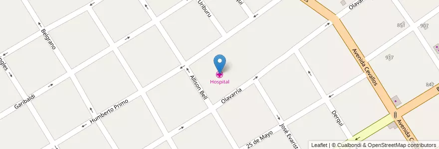 Mapa de ubicacion de Hospital en 아르헨티나, 부에노스아이레스주, Partido De Quilmes, Quilmes.