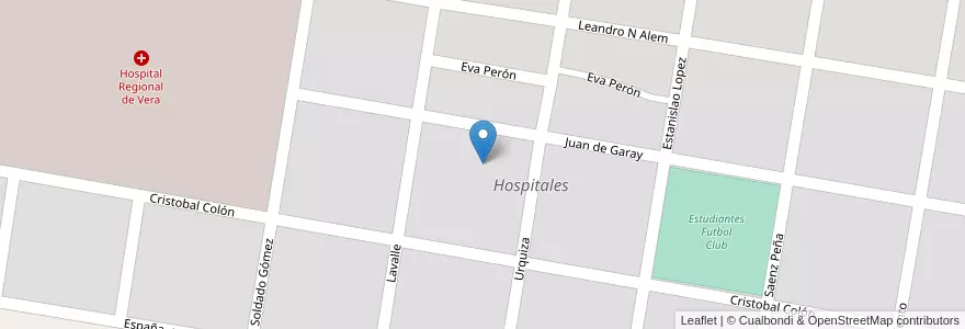 Mapa de ubicacion de Hospitales en Arjantin, Santa Fe, Departamento Vera, Municipio De Vera, Vera.