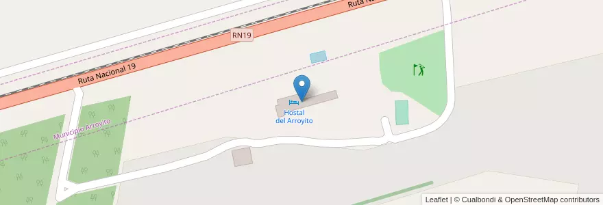 Mapa de ubicacion de Hostal del Arroyito en Argentinië, Córdoba, Departamento San Justo, Municipio Arroyito, Pedanía Arroyito.