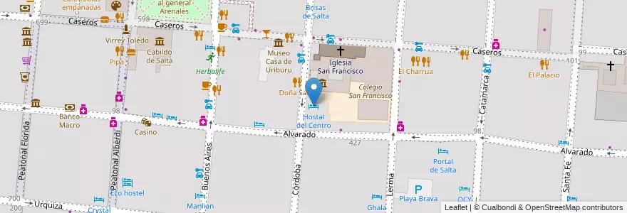 Mapa de ubicacion de Hostal del Centro en 아르헨티나, Salta, Capital, Municipio De Salta, Salta.