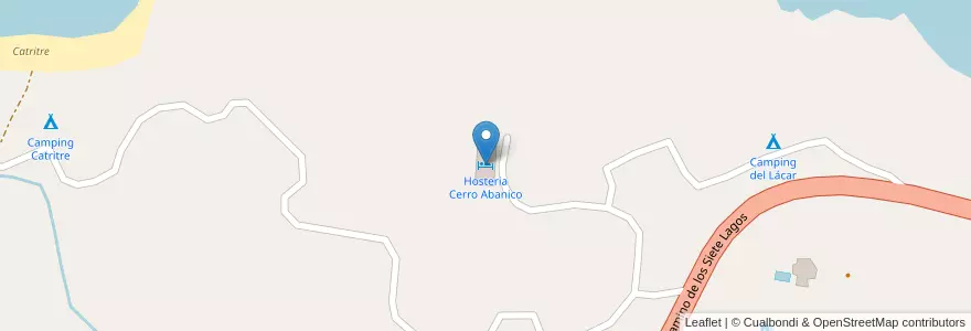Mapa de ubicacion de Hosteria Cerro Abanico en Argentinien, Chile, Provinz Neuquén, Departamento Lácar.