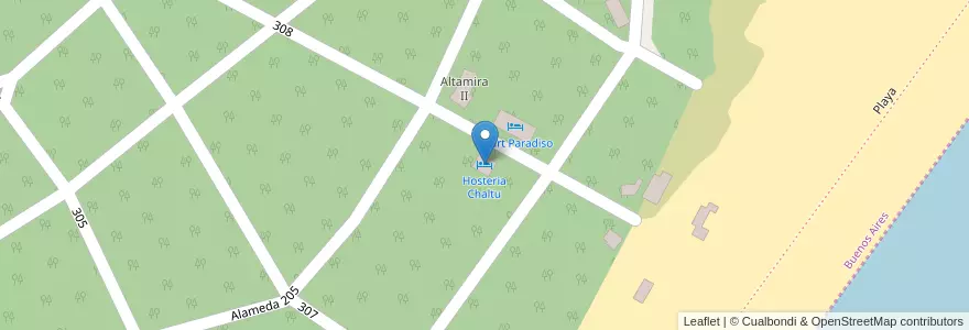 Mapa de ubicacion de Hosteria Chaltu en Argentina, Provincia Di Buenos Aires, Partido De Villa Gesell.