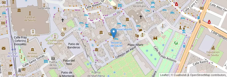 Mapa de ubicacion de Hosteria del Laurel en Spagna, Andalucía, Sevilla, Siviglia.