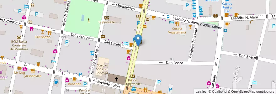 Mapa de ubicacion de Hot Dogs Pancho Villa en Аргентина, Чили, Мендоса, Departamento Capital, Sección 3ª Parque O'Higgins, Ciudad De Mendoza, Sección 2ª Barrio Cívico.