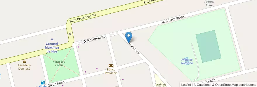Mapa de ubicacion de Hot Radio FM (105.7 Mhz) en アルゼンチン, ブエノスアイレス州, Partido De Lincoln.