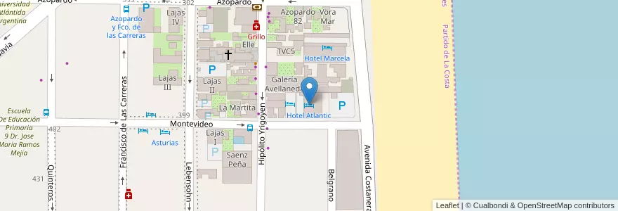Mapa de ubicacion de Hotel Atlantic en Argentinië, Mar De Ajó.