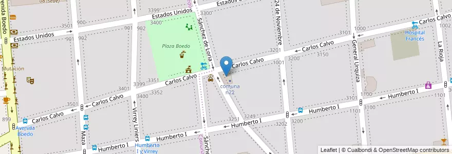 Mapa de ubicacion de Hotel Bariloche, San Cristobal en آرژانتین, Ciudad Autónoma De Buenos Aires, Comuna 5, Comuna 3, Buenos Aires.