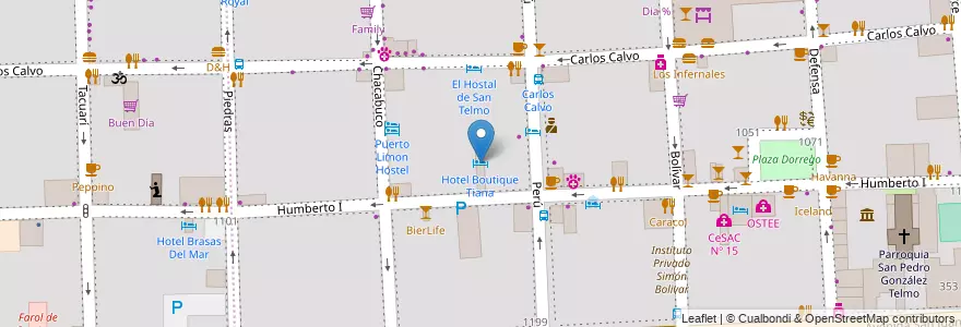 Mapa de ubicacion de Hotel Boutique Tiana, San Telmo en آرژانتین, Ciudad Autónoma De Buenos Aires, Comuna 1, Buenos Aires.
