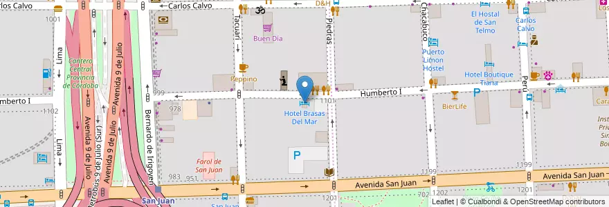 Mapa de ubicacion de Hotel Brasas Del Mar, Constitucion en Argentinien, Ciudad Autónoma De Buenos Aires, Comuna 1, Buenos Aires.