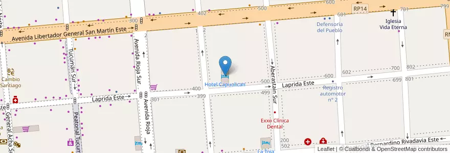Mapa de ubicacion de Hotel Capuolican en 아르헨티나, San Juan, 칠레, Capital.