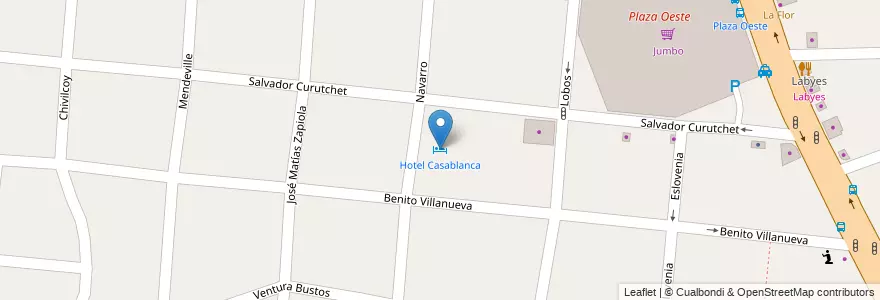 Mapa de ubicacion de Hotel Casablanca en Arjantin, Buenos Aires, Partido De Morón, Castelar.