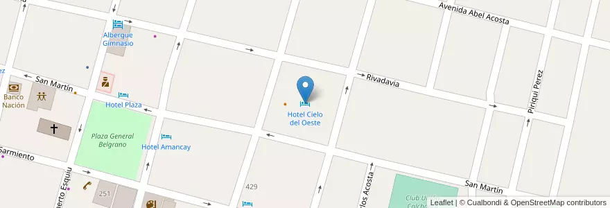 Mapa de ubicacion de Hotel Cielo del Oeste en Аргентина, Катамарка, Departamento Santa María, Municipio De Santa María, Santa María.