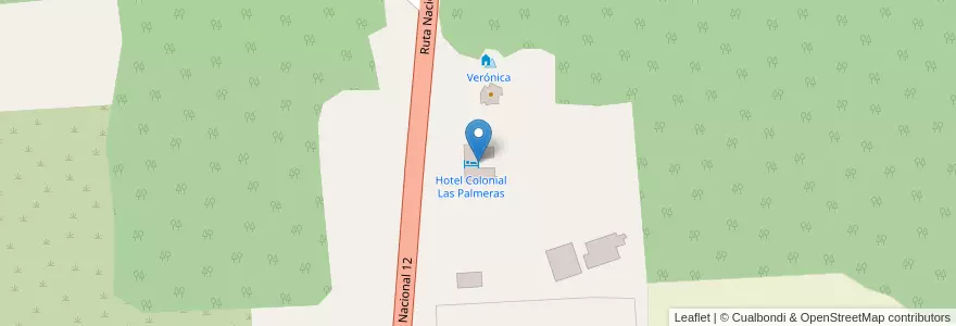 Mapa de ubicacion de Hotel Colonial Las Palmeras en 阿根廷, Misiones, Departamento Iguazú, Municipio De Puerto Esperanza.