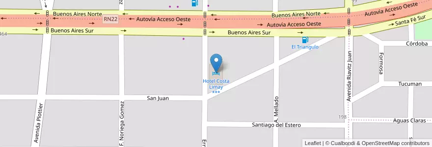 Mapa de ubicacion de Hotel Costa Limay *** en Argentina, Cile, Provincia Di Neuquén, Departamento Confluencia, Municipio De Plottier, Plottier.