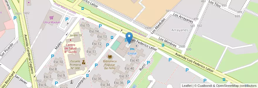 Mapa de ubicacion de Hotel Cristal en アルゼンチン, リオネグロ州, Departamento Adolfo Alsina, Viedma, Viedma.